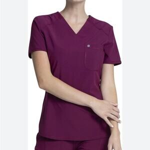 NWT Infinity Cherokee V-Neck Nurse Scrub Women's Top Rib-Knit Panel Extra Small